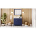 Jeffrey Alexander 36In. Blu Theodora Vanity, Left Offset, Calacatta Vienna Quartz Vanity Top, Undrmnt Rctngl Bowl VKITTHE36BLCQR